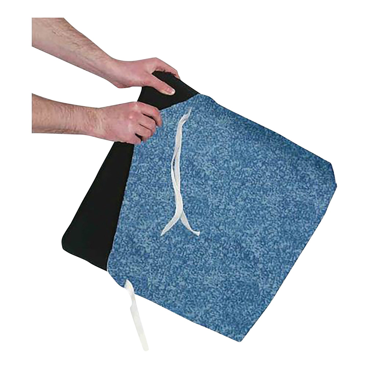 Coccyx Wheelchair Cushion with Checkerboard T-Gel Topper, Ocean Blue Polyknit Cover, 18"W x 16"D