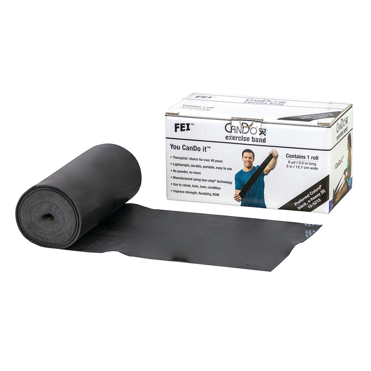 Latex Exercise Band, Black, X-Heavy, 6-yd. Roll