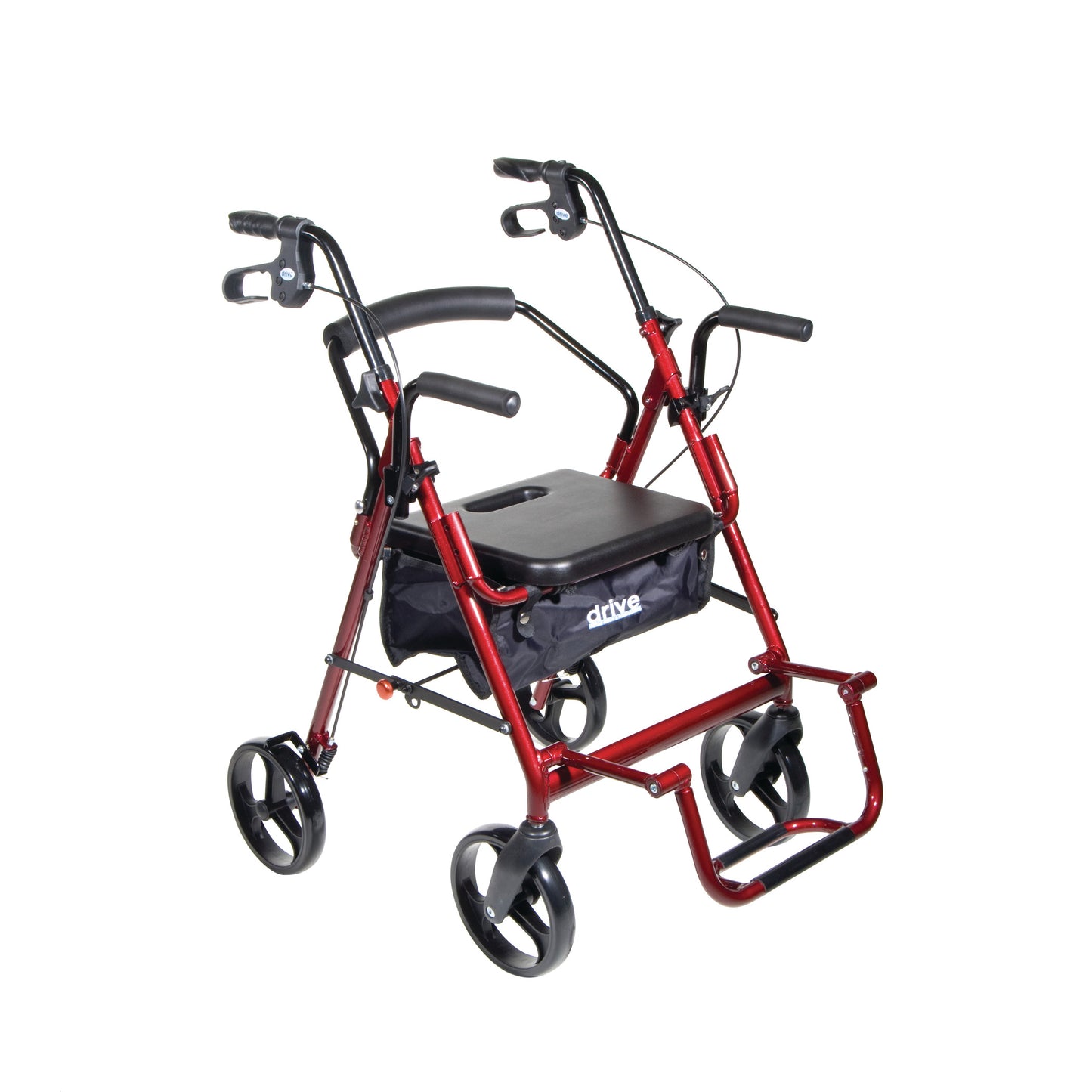 Duet Transport Chair and Rollator, Burgundy