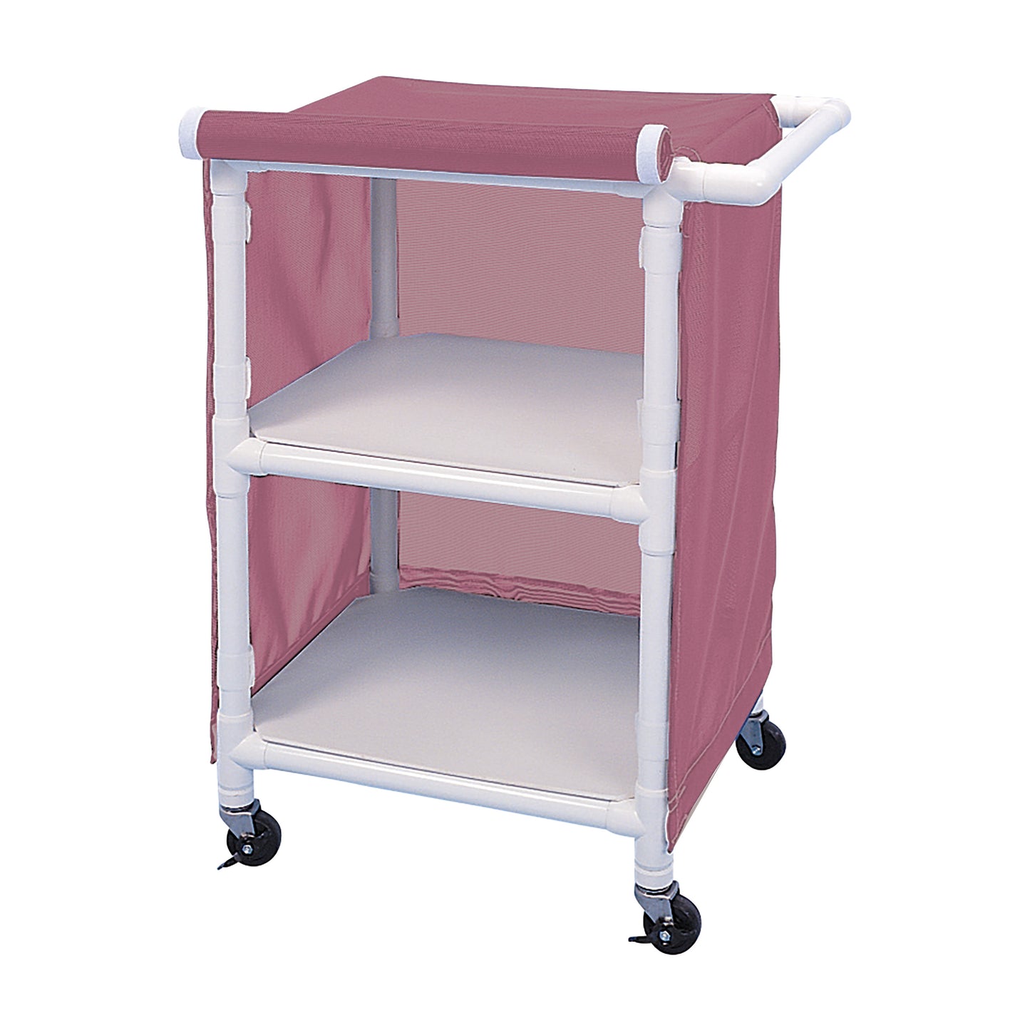 Linen Cart, Standard, 2 Shelves, 29-1/2"W x 41-3/4"H x 21-1/2"D, Mauve