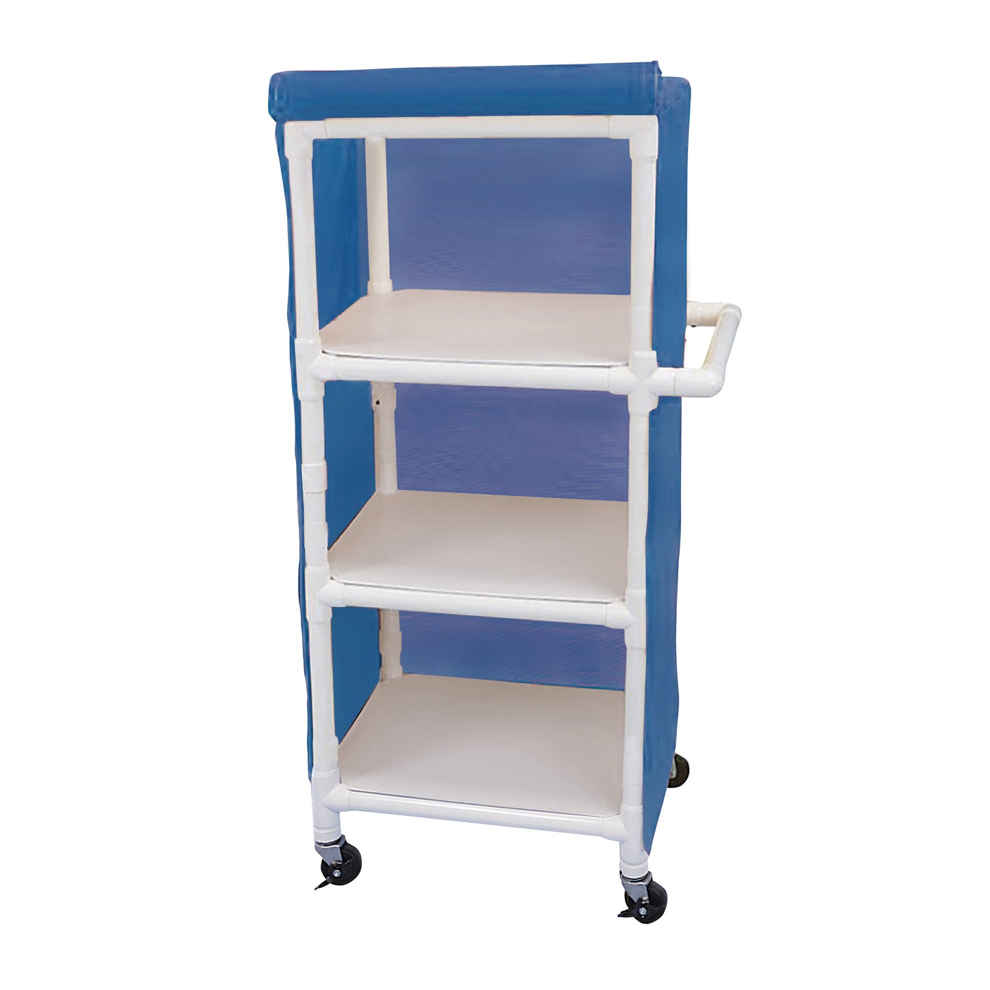 Linen Cart, Standard, 3 Shelves, 29-1/2"W x 58-1/4"H x 21-1/2"D, Royal Blue