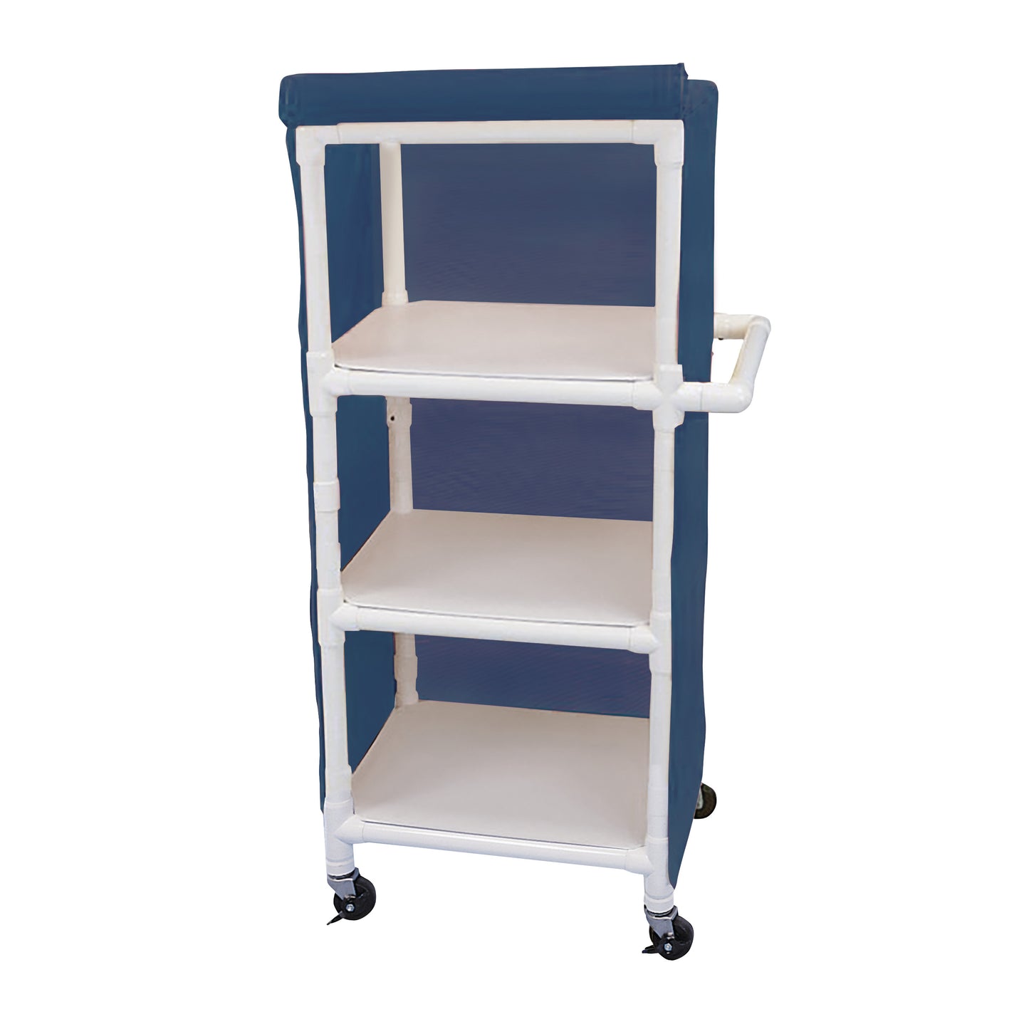 Linen Cart, Standard, 3 Shelves, 29-1/2"W x 58-1/4"H x 21-1/2"D, Navy