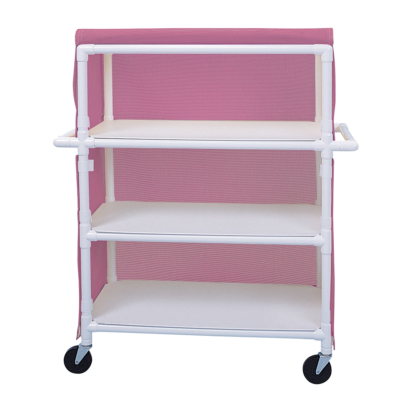Linen Cart, Wide, 3 Shelves, 52"W x 60-1/4"H x 21-1/2"D, Mauve