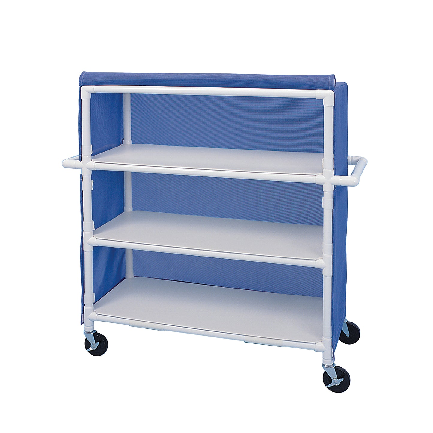 Linen Cart, Jumbo, 3 Shelves, 58"W x 60-1/4"H x 21-1/2"D, Royal Blue