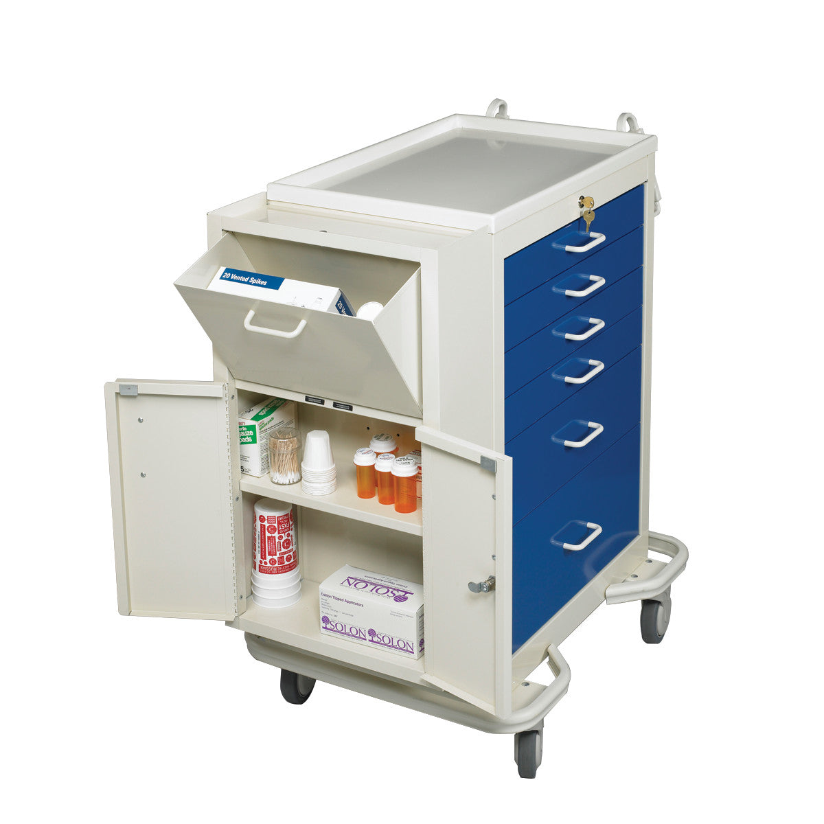 AliMed® Cart Accessory: Side Cabinet with Key Lock and Waste Container for Standard/Wide Series Medical Carts