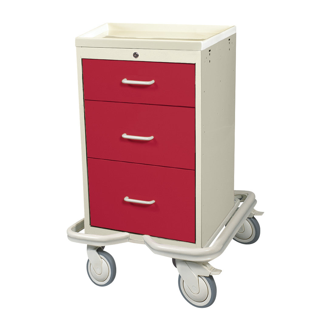 Mini Series 3-Drawer Isolation Tower Cart, Key Lock, Two-Tone Red