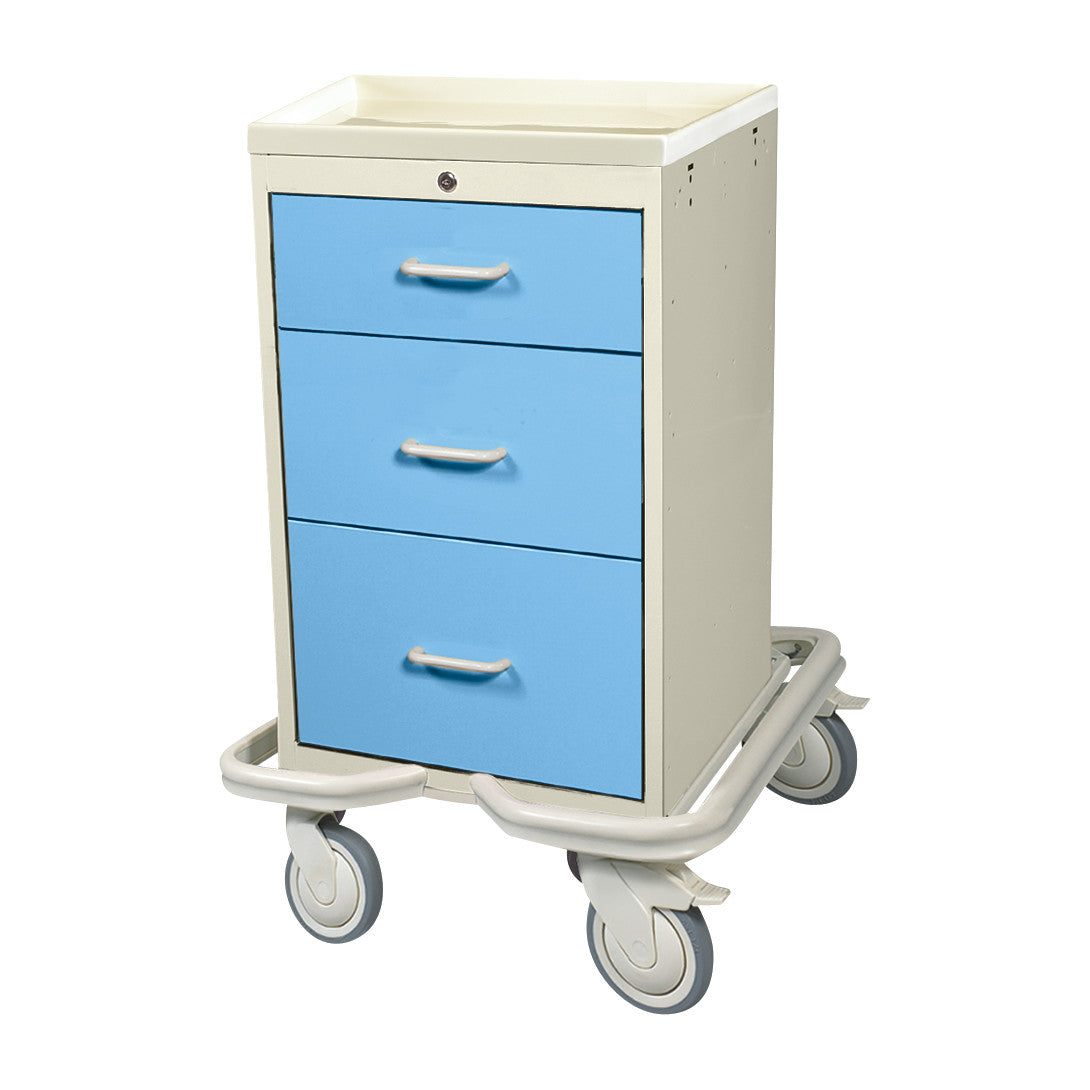 Mini Series 3-Drawer Isolation Tower Cart, Key Lock, Two-Tone Slate Blue