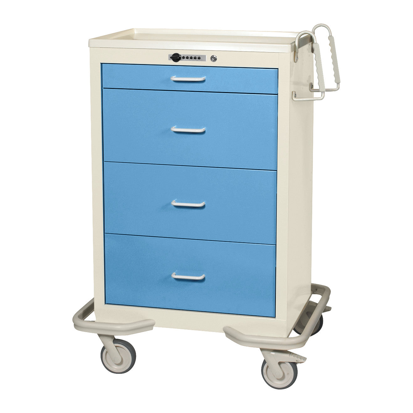 Standard Series 4-Drawer Isolation Cart, Push-Button Lock, Two-Tone Slate Blue