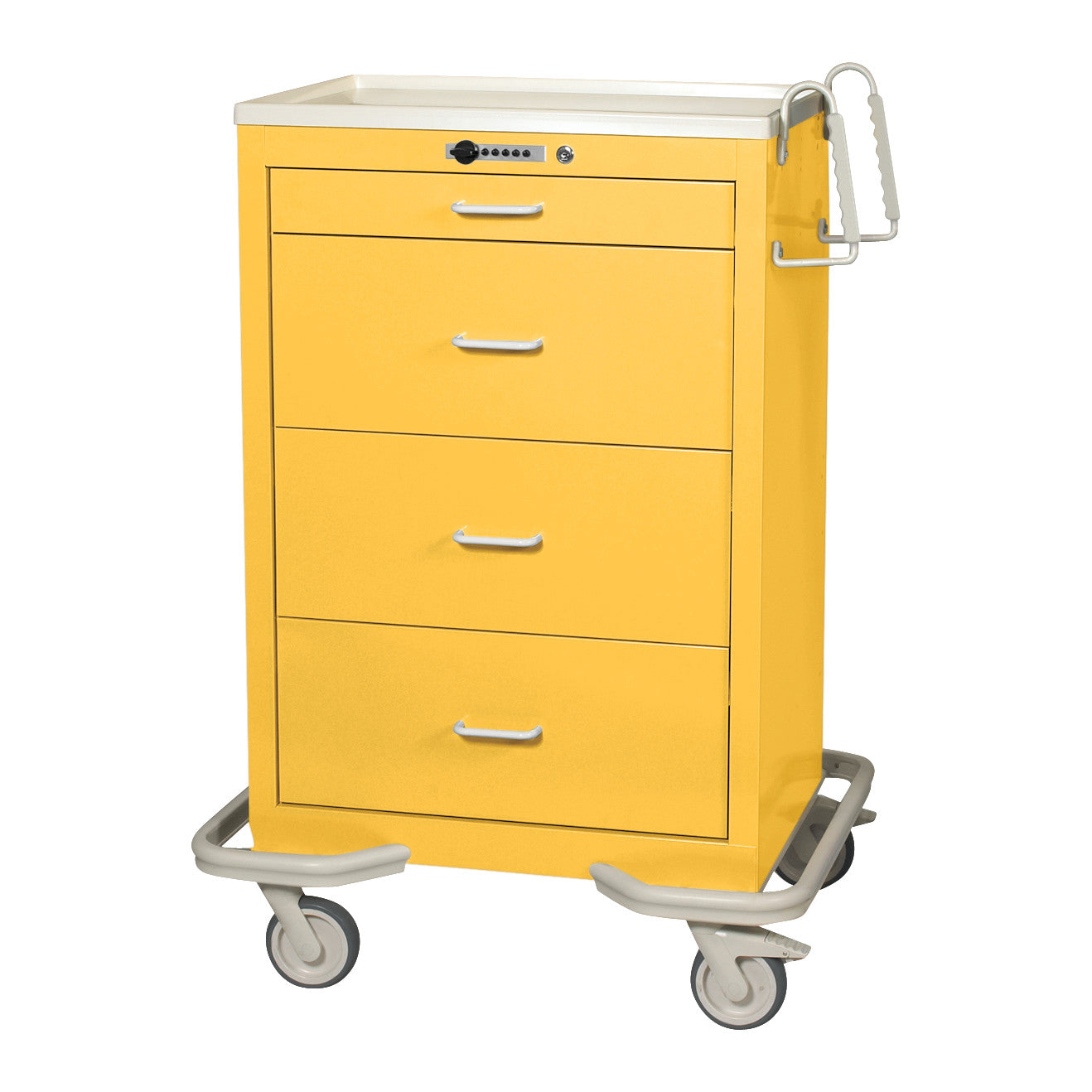 Standard Series 4-Drawer Isolation Cart, Push-Button Lock, Solid Yellow