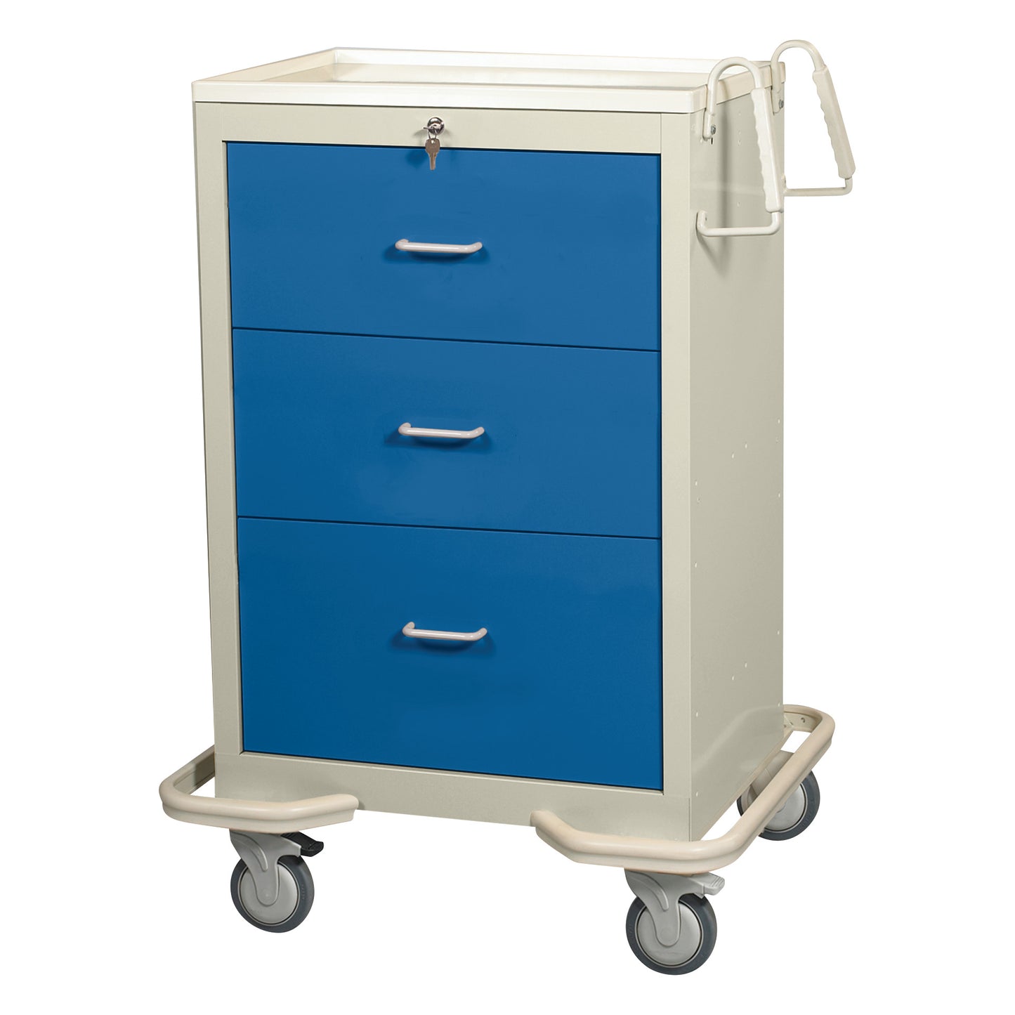 Standard Series 3-Drawer Isolation Cart, Key Lock, Two-Tone Dark Blue