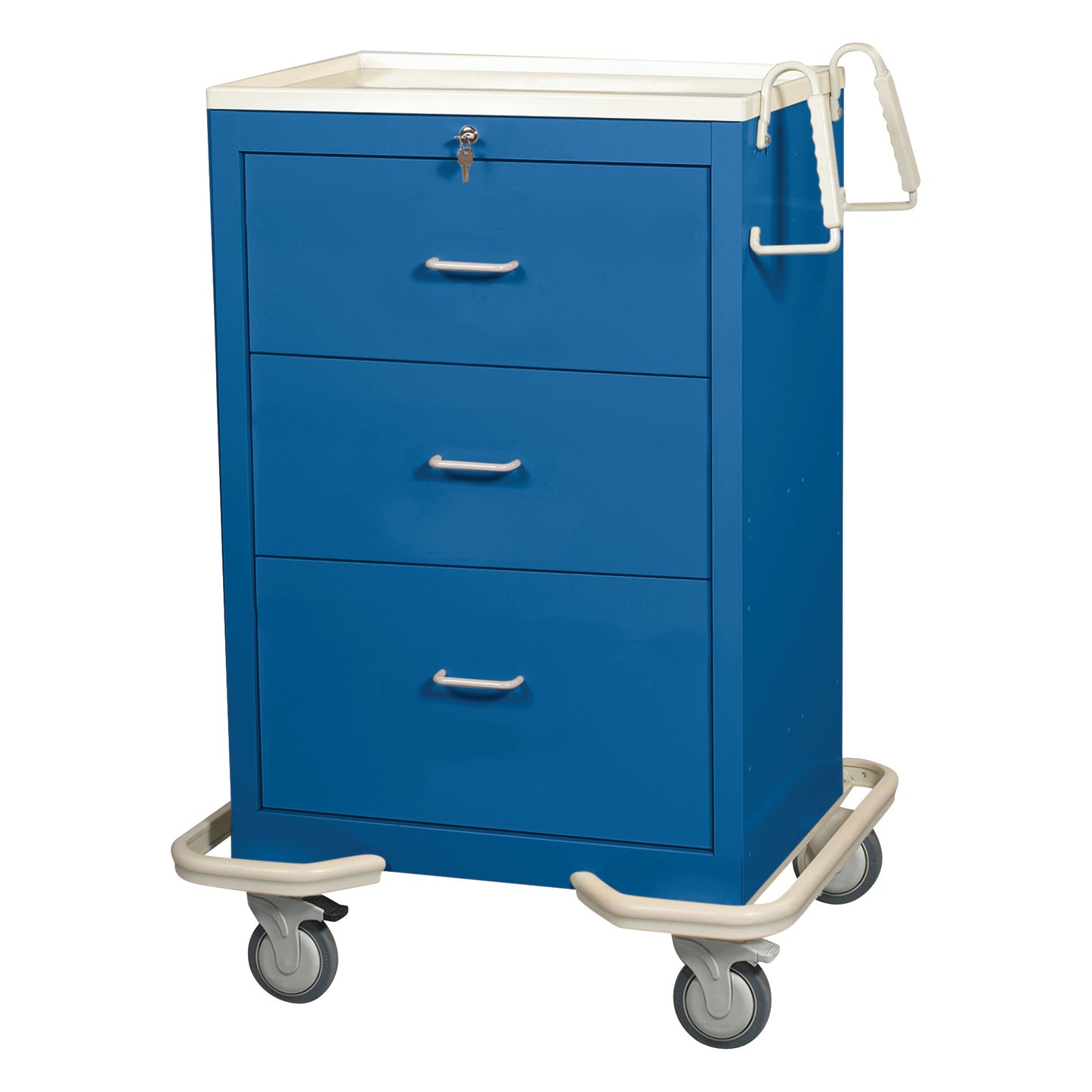 Standard Series 3-Drawer Isolation Cart, Key Lock, Solid Dark Blue