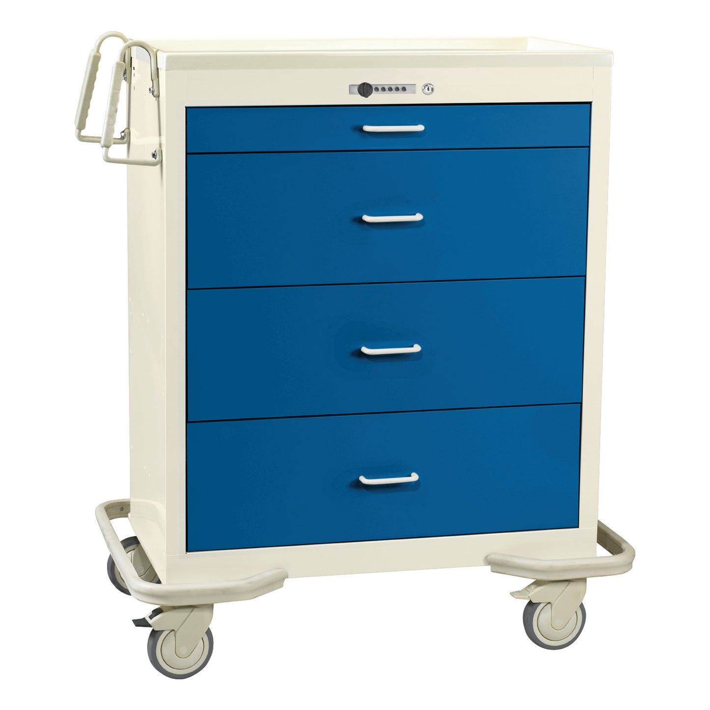 Wide Series 4-Drawer Isolation Cart, Push-Button Lock, Two-Tone Dark Blue
