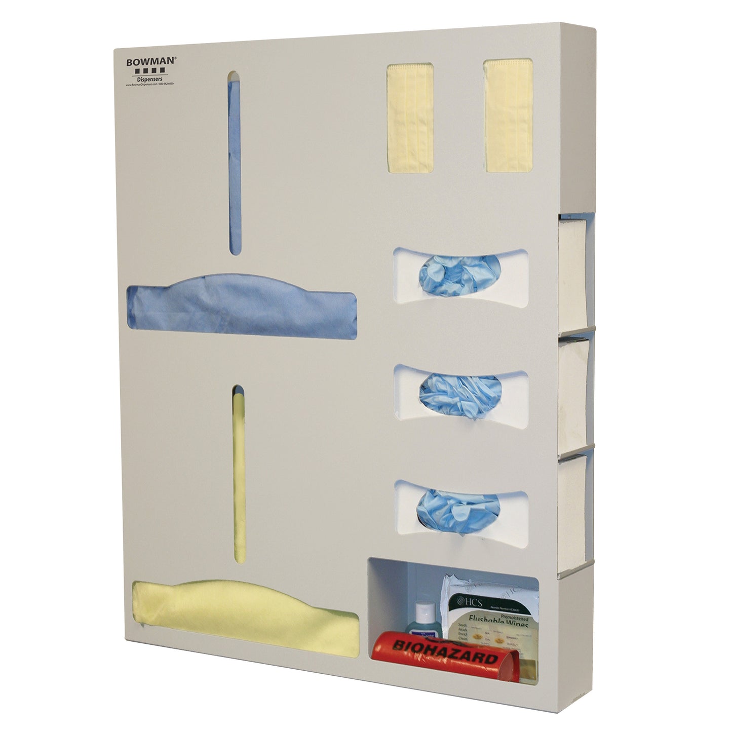 ADA-Compliant Isolation Station, 4"D, Tri-Glove, Double-Gown, Station Only, Beige Aluminum