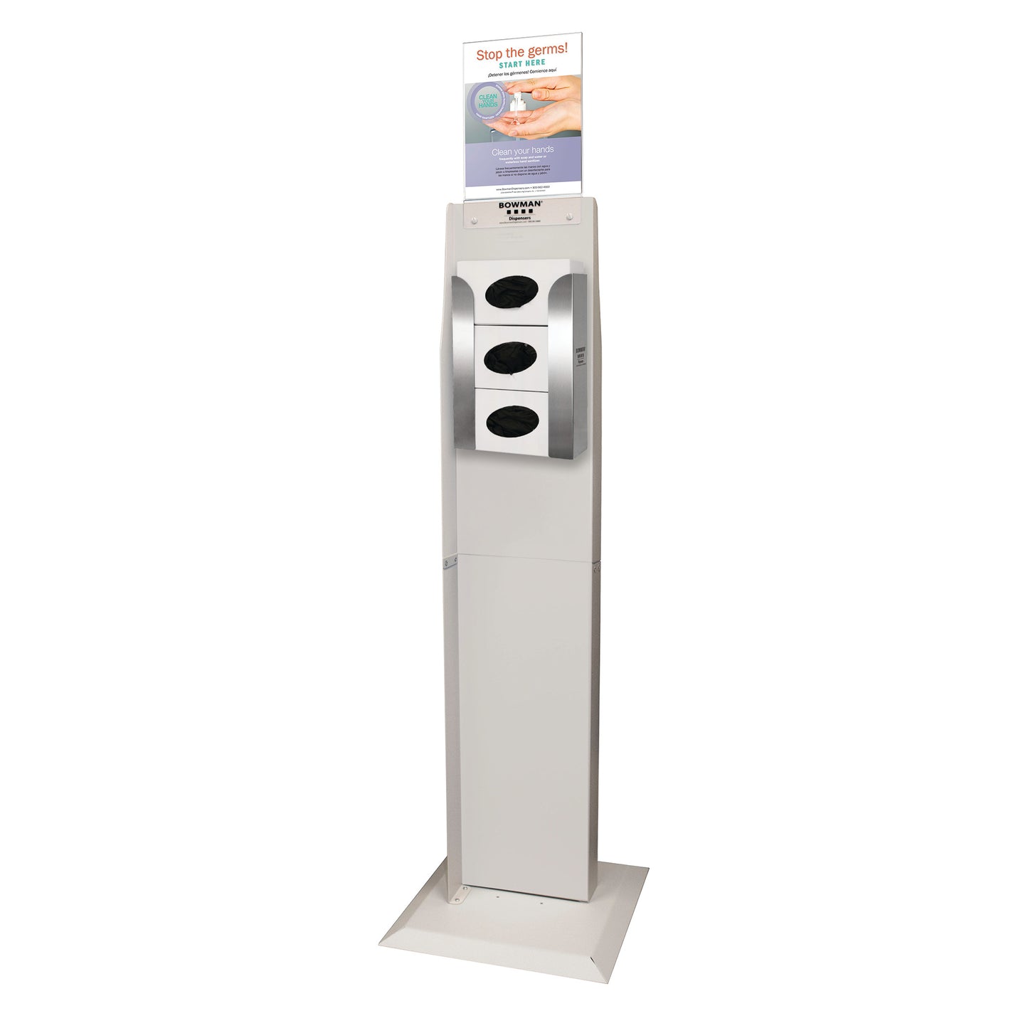 Triple Glove Box Dispenser, No Dividers, Top-Loading, Vertical, Stainless Steel