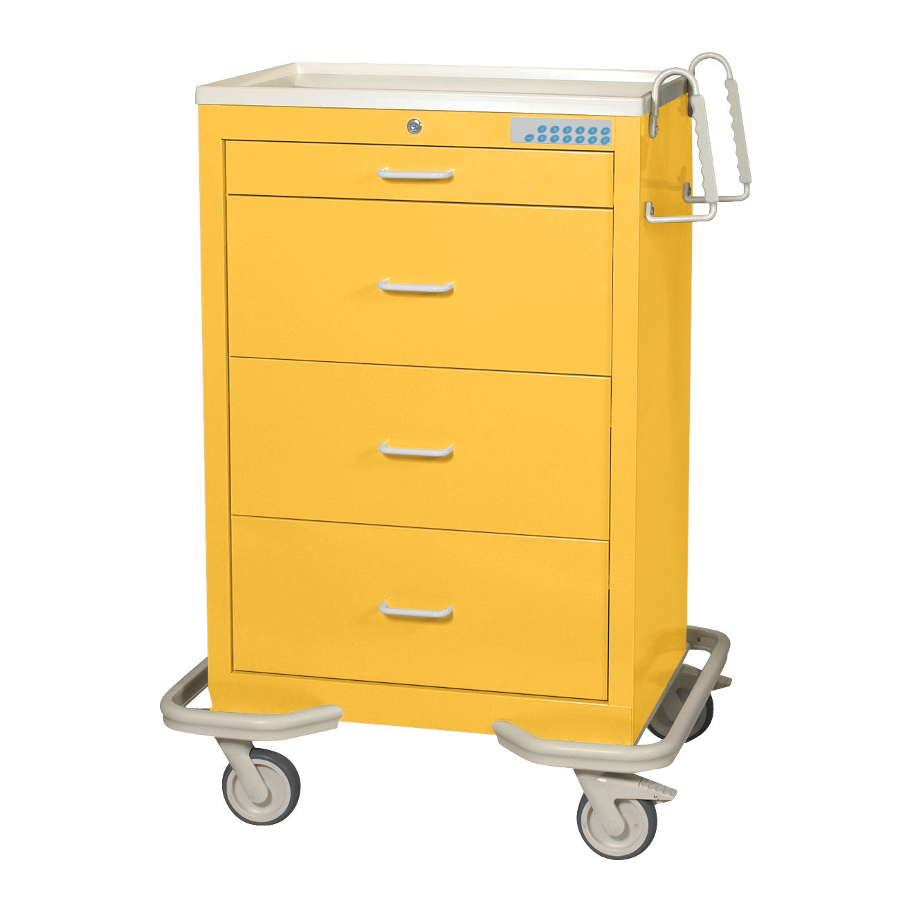 Standard Series 4-Drawer Isolation Cart, Electronic Lock, Solid Yellow