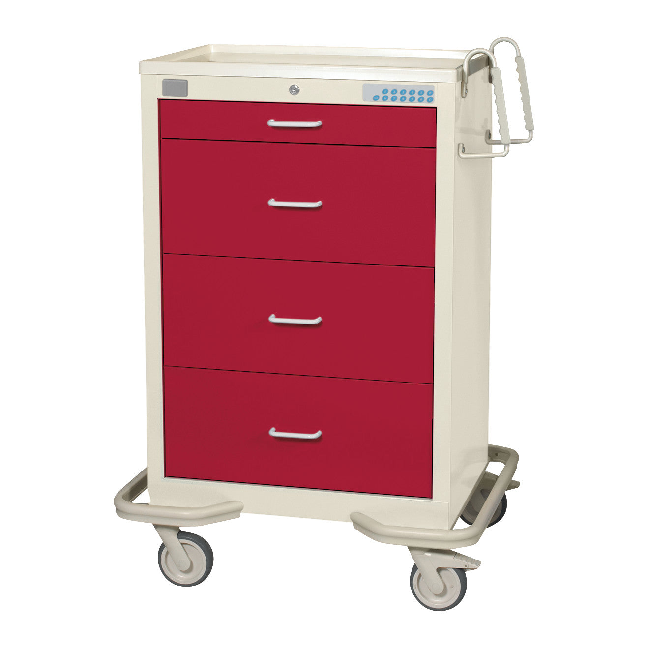 Standard Series 4-Drawer Isolation Cart, Proximity Lock, Two-Tone Red
