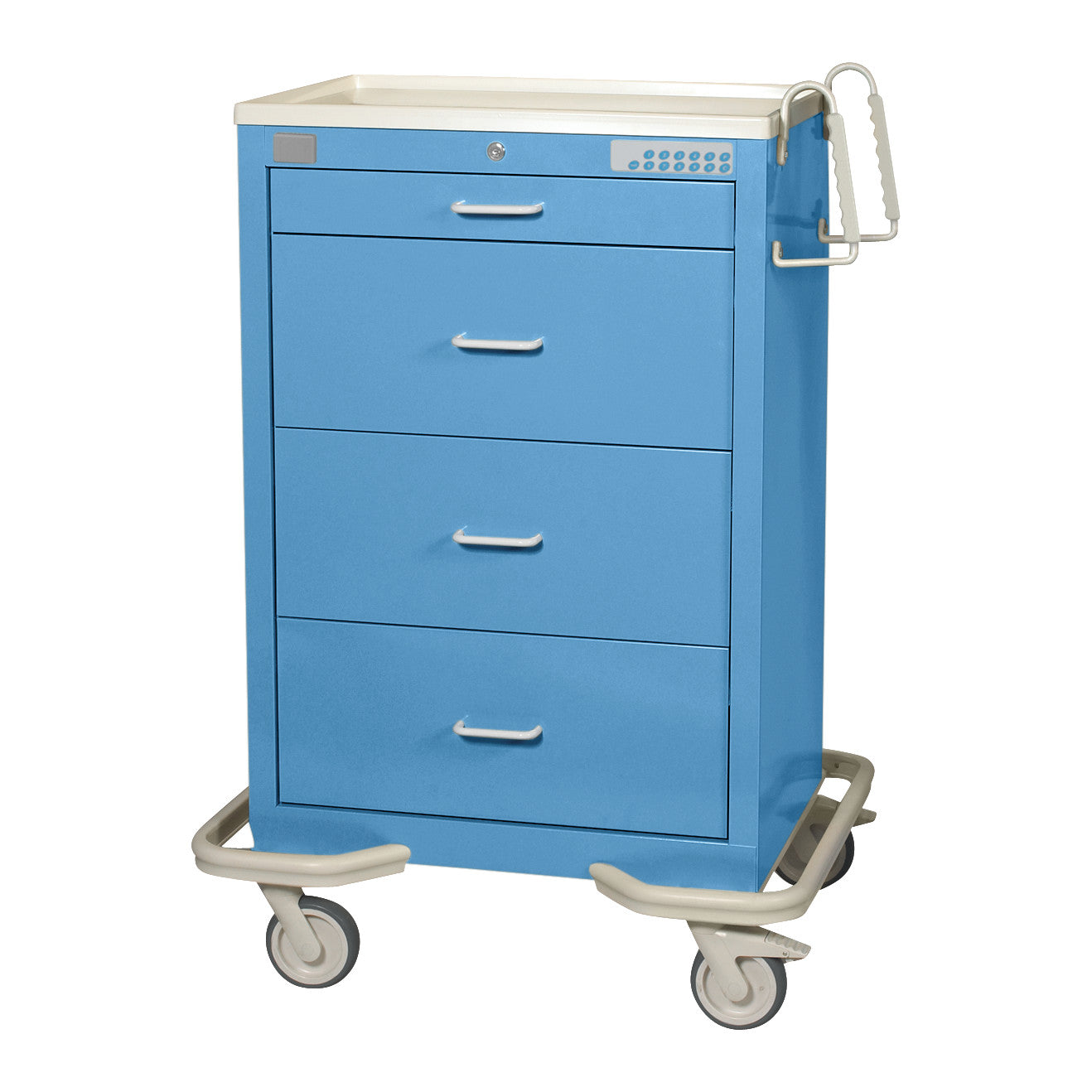 Standard Series 4-Drawer Isolation Cart, Proximity Lock, Solid Slate Blue