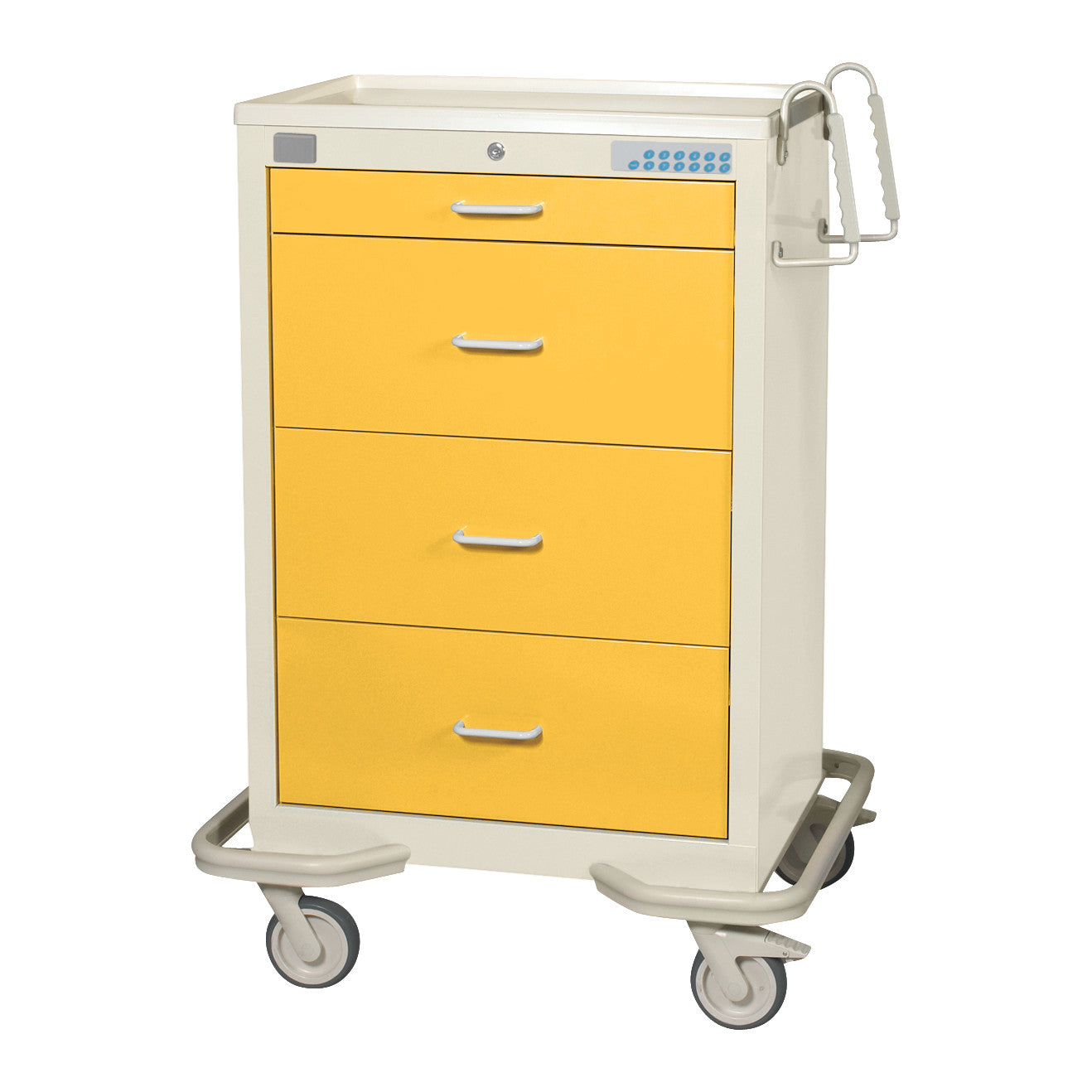 Standard Series 4-Drawer Isolation Cart, Proximity Lock, Two-Tone Yellow