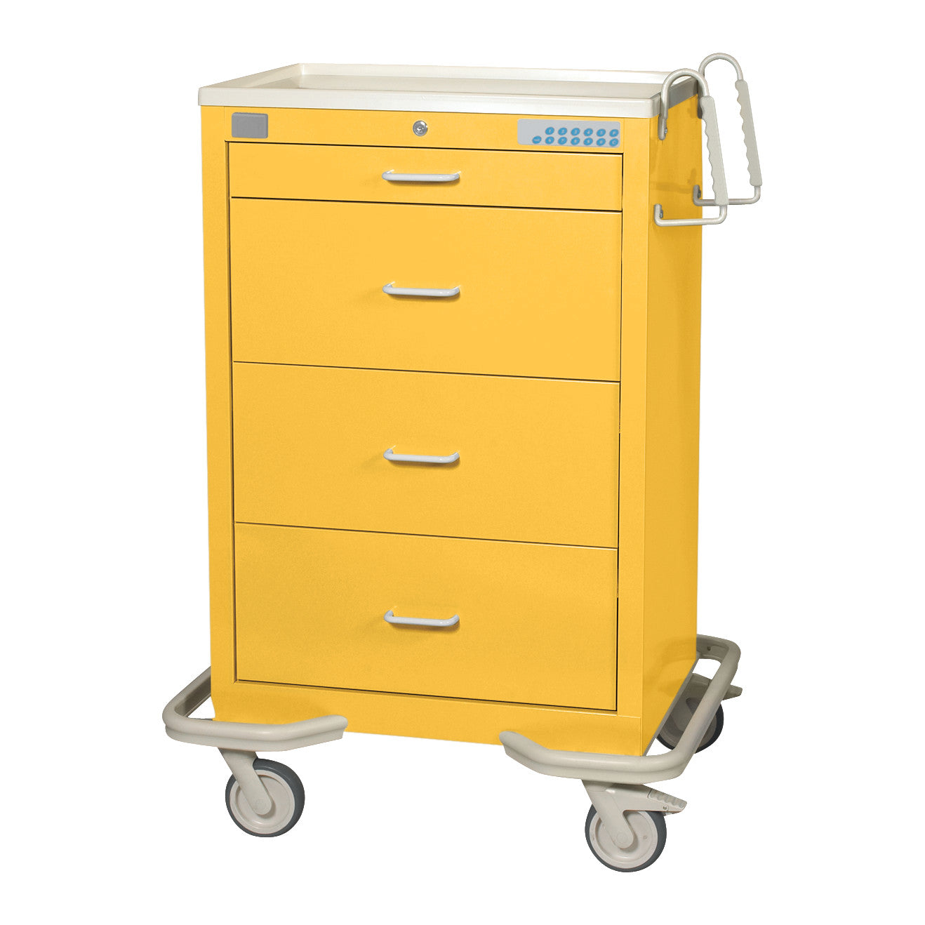 Standard Series 4-Drawer Isolation Cart, Proximity Lock, Solid Yellow