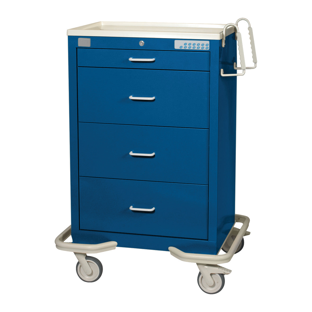 Standard Series 4-Drawer Isolation Cart, Proximity Lock, Solid Dark Blue