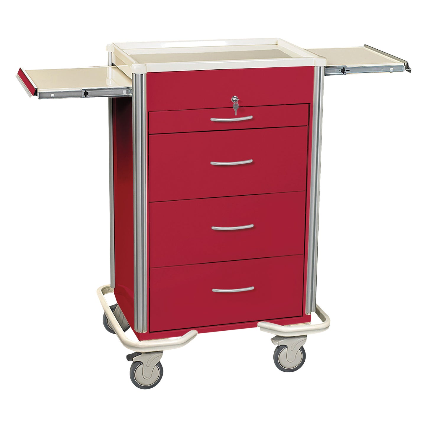 Select Series 4-Drawer Isolation Cart, Key Lock, Solid Red