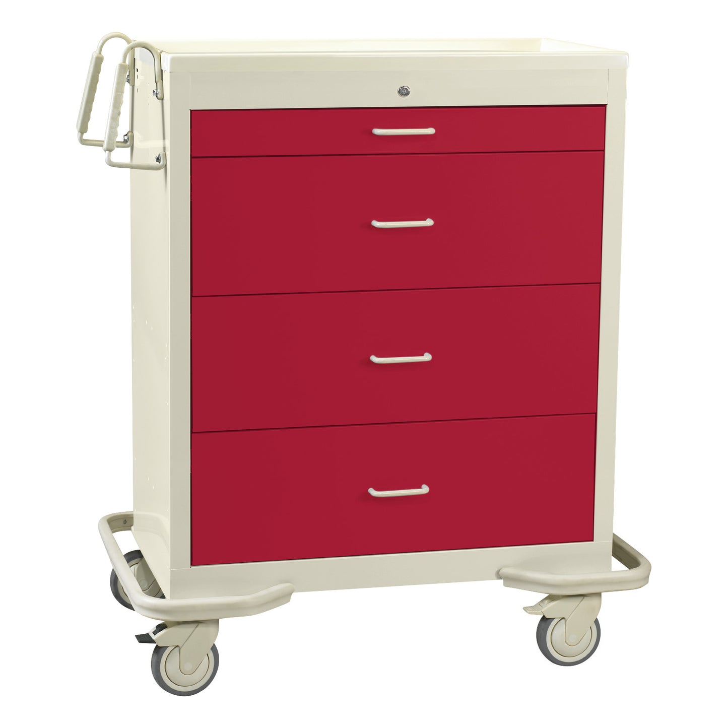 Wide Series 4-Drawer Isolation Cart, Electronic Lock, Two-Tone Red