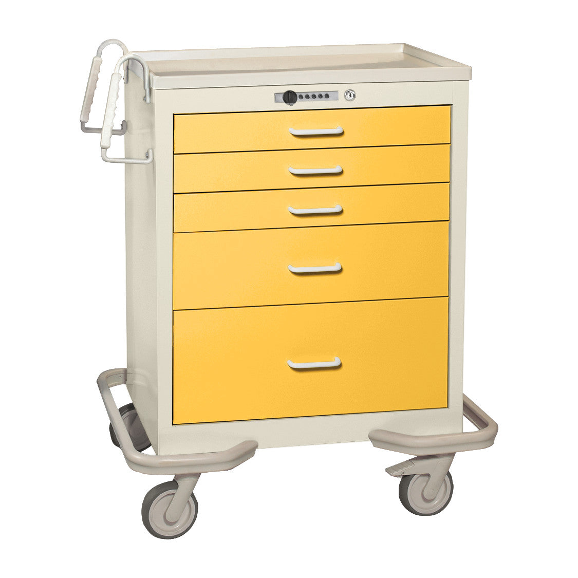 Standard Series 5-Drawer Procedure Cart, Push-Button Lock, Two-Tone Yellow