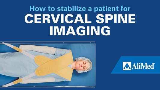 woman being positioned with cervical visuaization strap during imagoing