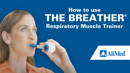 woman using breather respiratory trainer
