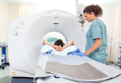 patient going into ct scan