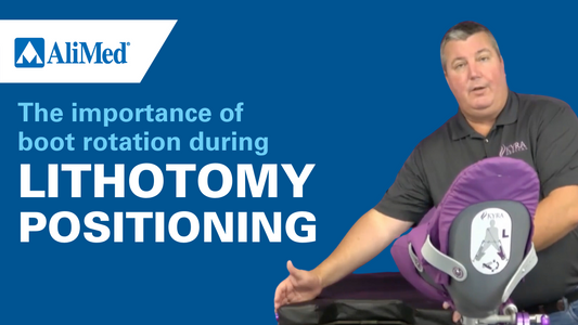 man showing boot roation with Kyra lithotomy stirrups