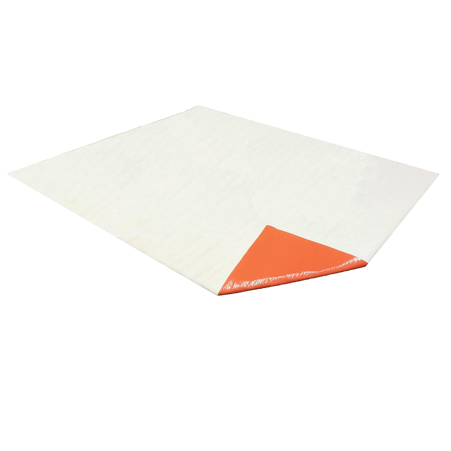 A white mat with orange backing representing a category of anti-slip floor mats