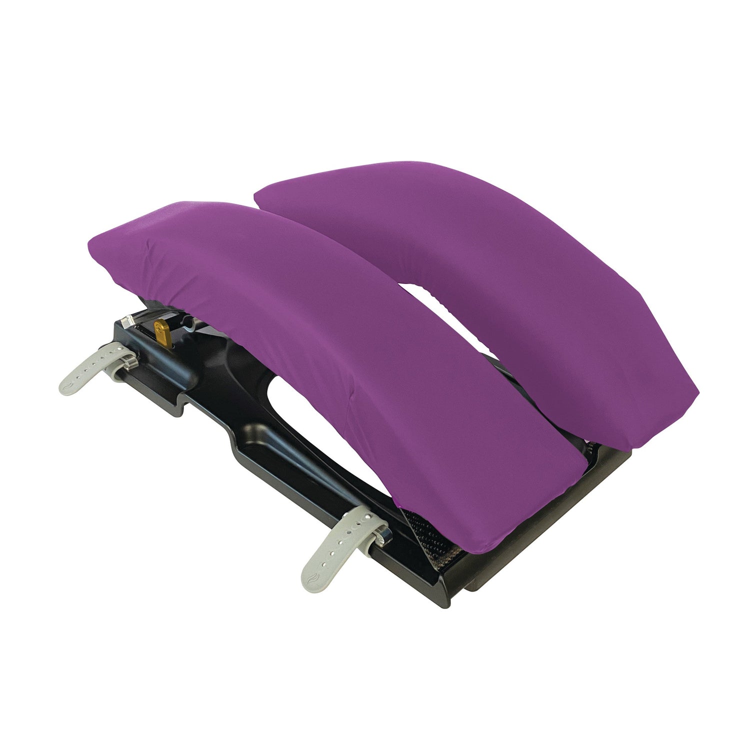An image of a purple upholstered surgical positioner representing a category of spinal positioning