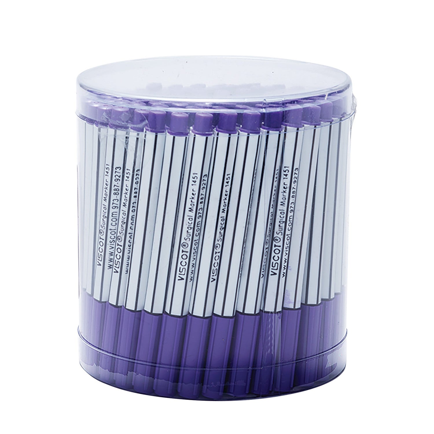 A container full of purple markers representative of skin markers category