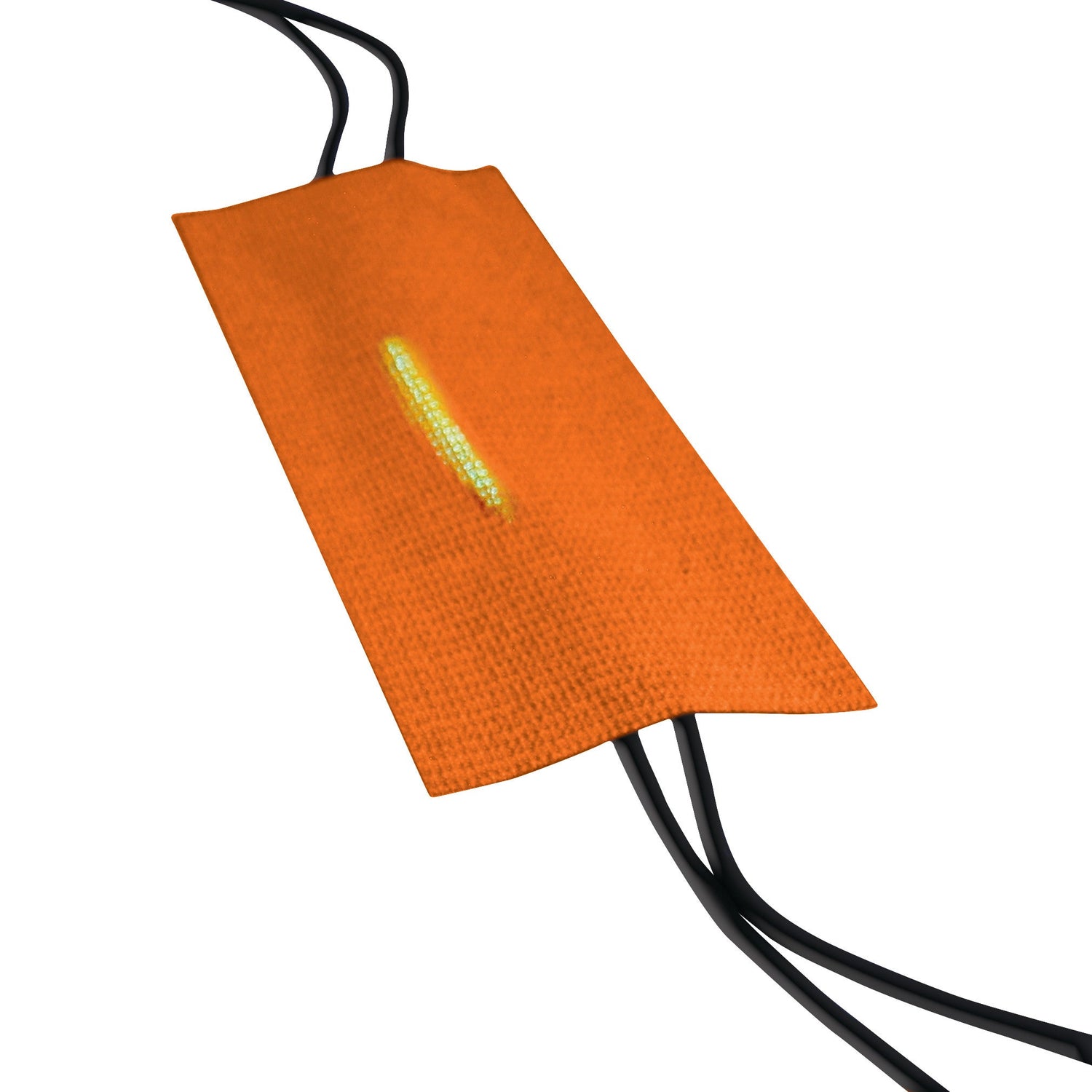 A glow-in-the-dark orange adhesive mat covering cords representing a cord management category