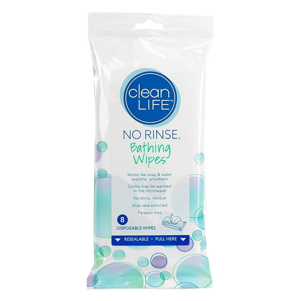 An image of a pack of bathing wipes representing a category of bathing and hygiene aids