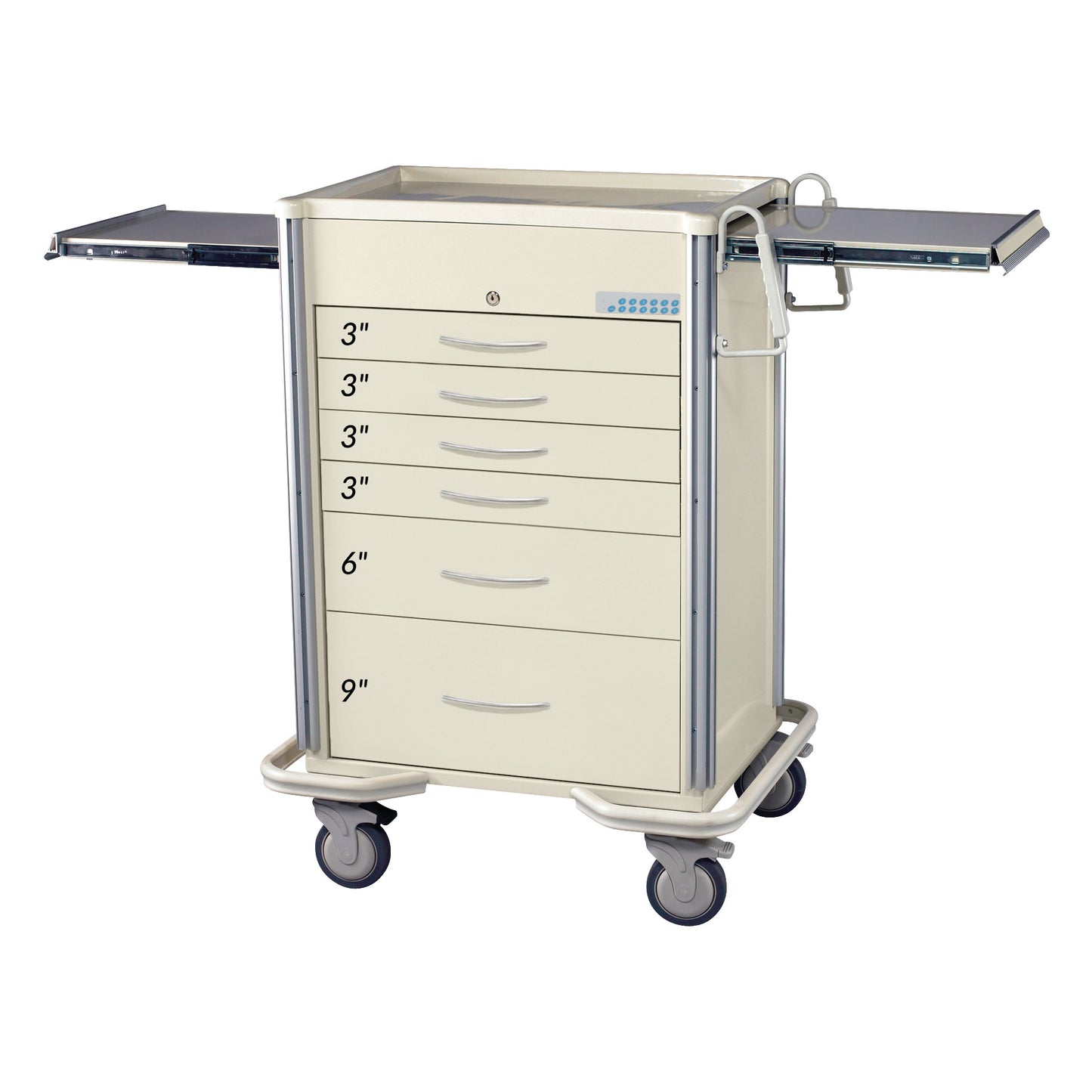 AliMed® Select Series 6-Drawer Anesthesia/Procedure Cart with Electronic Lock, 27" Drawer Space