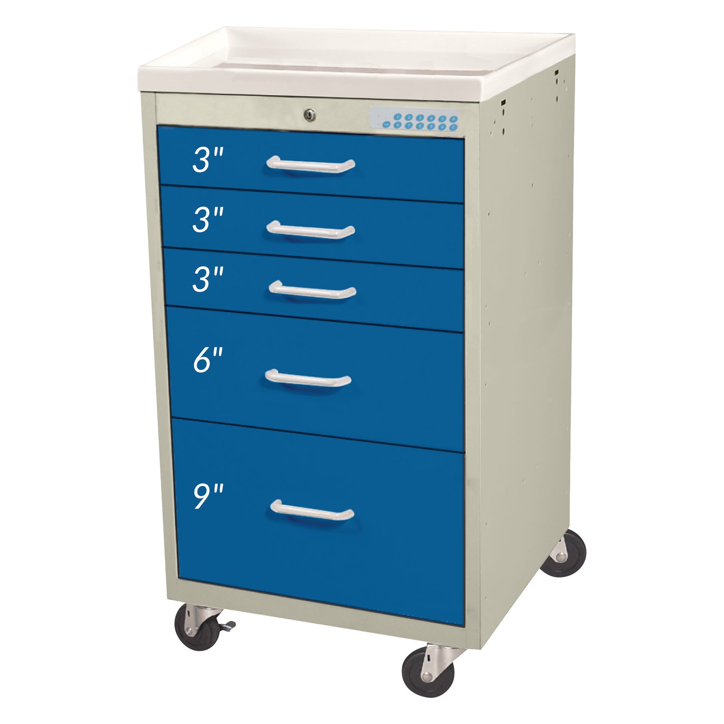 AliMed® Mini Series 5-Drawer Anesthesia/Procedure Cart with Electronic Lock