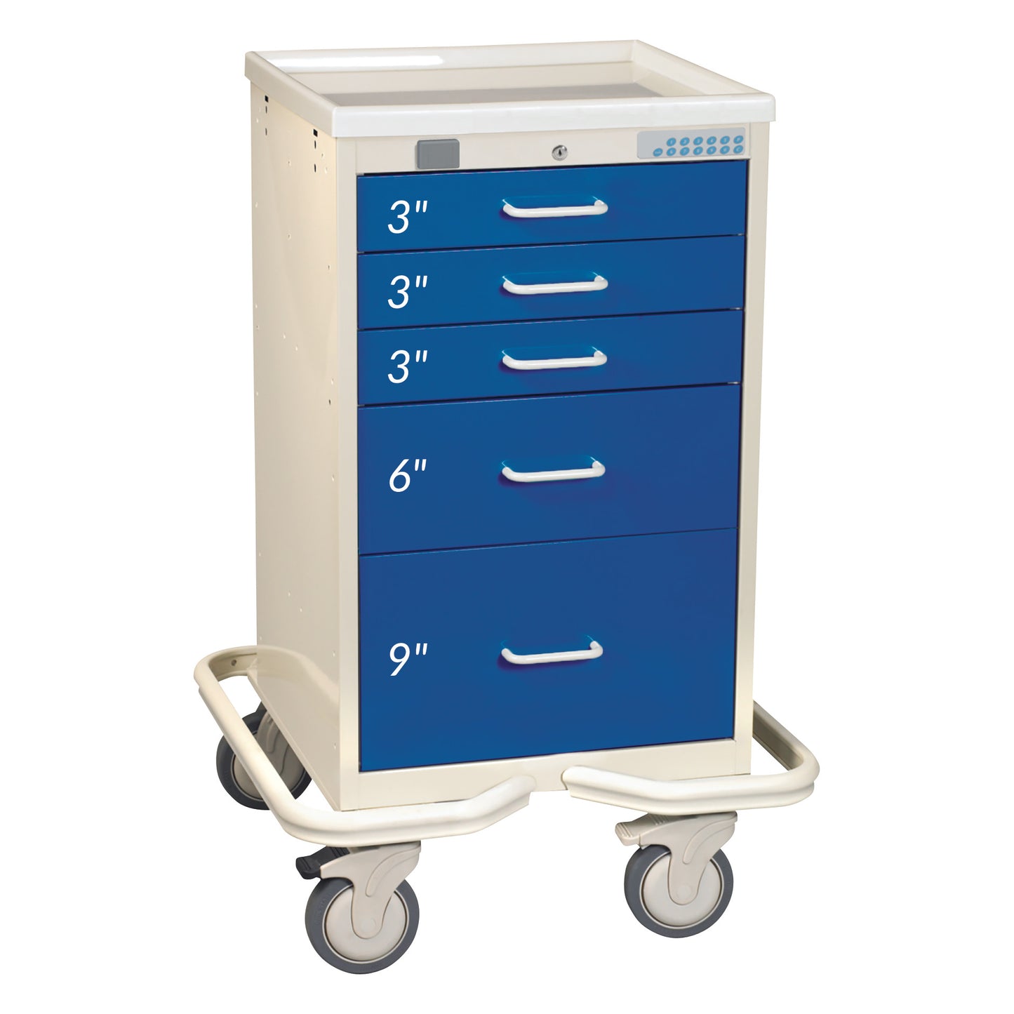AliMed® Mini Series 5-Drawer Anesthesia/Procedure Tower Cart with Proximity Lock