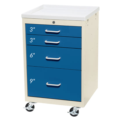 AliMed® Mini Series 4-Drawer Anesthesia/Procedure Cart with Key Lock