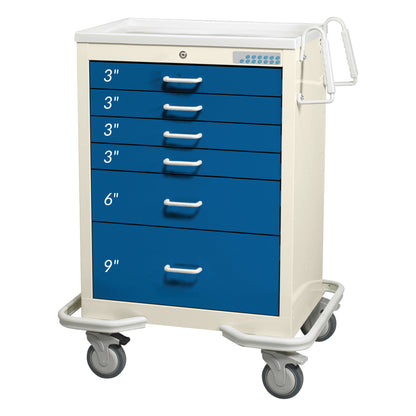 AliMed® Standard Series 6-Drawer Anesthesia/Procedure Cart with Electronic Lock, 27" Drawer Space
