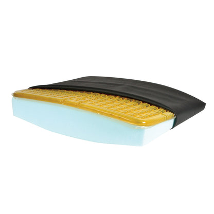 Sit-Straight Wheelchair Cushion with T-Gel, 18"W x 16"D, Black Water-Resistant Cover