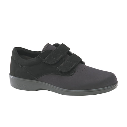 Stretchable Double-Strap Casual Shoes, Hook-Loop Closure, Black, Women's Wide, Size 8, 1 Pair/Pack