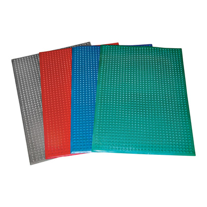 ERGOMAT Hygiene Nitrile Floor Mats in gray, red, blue, and green, featuring a textured surface for grip and comfort.