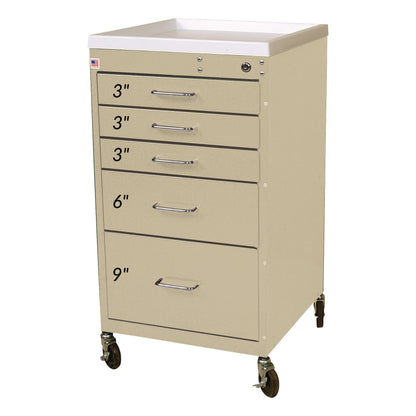 AliMed® Quick Ship Mini Series 5-Drawer Cart with Key Lock