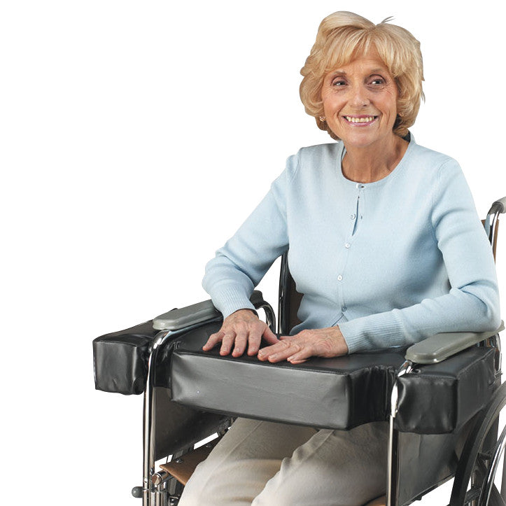 LapTop Cushion with Desk-Arm Cutout for 18"W Wheelchair, Black, 3-1/4"H