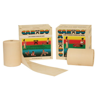 Latex Exercise Band, Low Powder, Tan, 2X-Light, 50-yd. Roll, 2 Roll/Pack