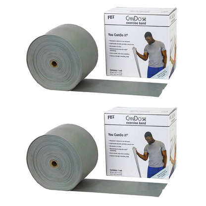 Latex Exercise Band, Low Powder, Silver, 2X-Heavy, 50-yd. Roll, 2 Roll/Pack