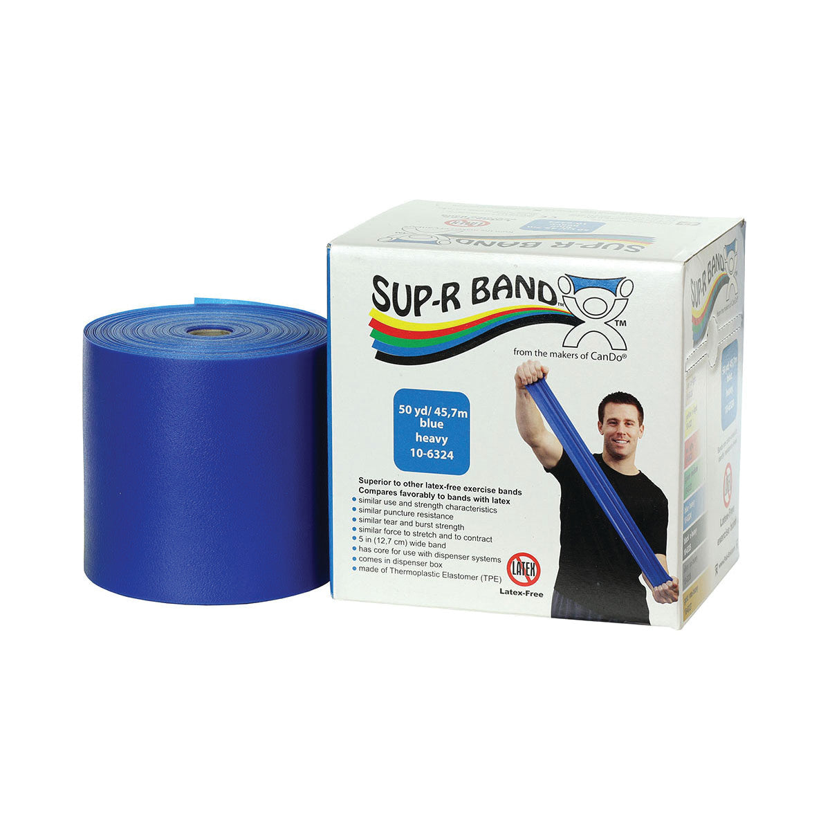 Sup-R Band Non-Latex Exercise Band, Blue, Heavy, 50-yd. Roll