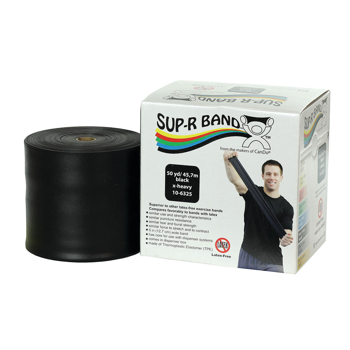 Sup-R Band Non-Latex Exercise Band, Black, X-Heavy, 50-yd. Roll